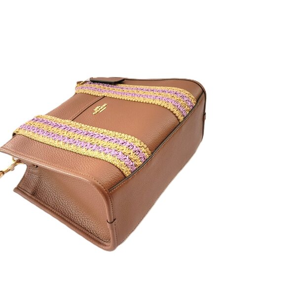 Coach CBG91 Straw Webbing Smith Tote 24 Crossbody Handbag Redwood Multi - Picture 6 of 7